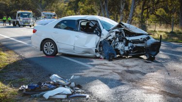 crash fatal tuggeranong gully road long two car happened metres commemorating roadside cross accident previous