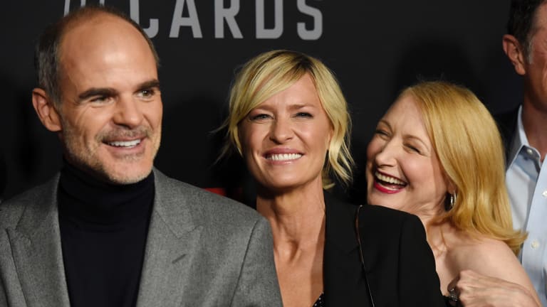 House of Cards co-stars, from left, Michael Kelly, Wright and Patricia Clarkson at the season premiere in Los Angeles in October.