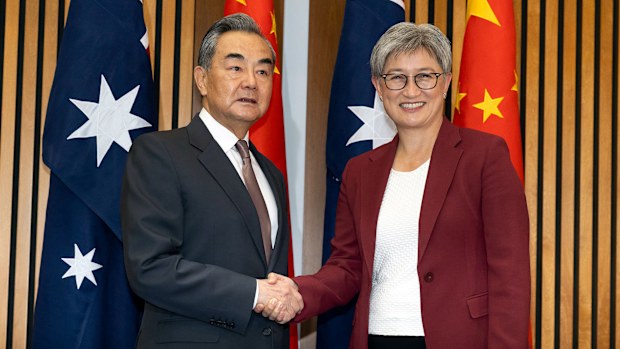 Chinese Foreign Minister Wang Yi meets with Penny Wong.