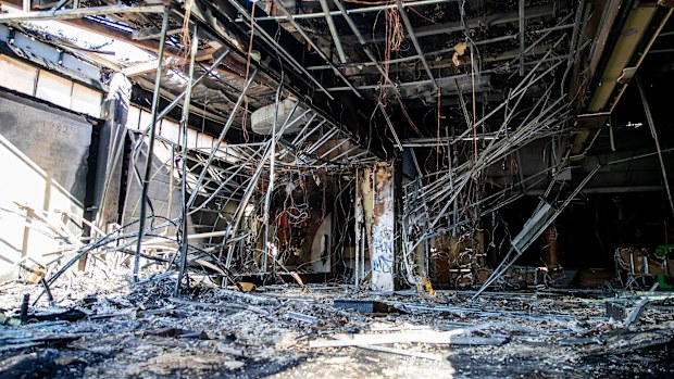 The day after the fire at the Old Balmain Leagues Club. 8th May 2022.