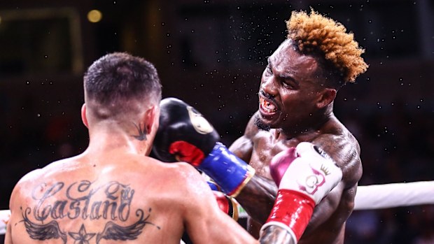Jermell Charlo lands a punch on Brian Castano in their epic bout.