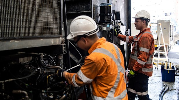 Two electrical apprentices