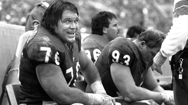 Steve McMichael enjoys a respite on the Bears bench, circa 1991.