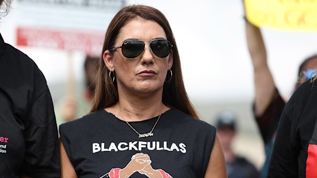 Lidia Thorpe at a rally outside Parliament House.