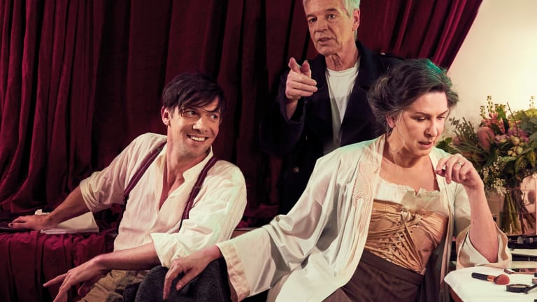 Toby Schmitz, Colin Friels and Pamela Rabe in <I>The Dance of Death</I>.