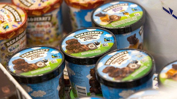 Tubs of Ben & Jerry's, manufactured by Unilever