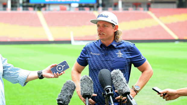 Cameron Smith speaks to media at Suncorp Stadium.