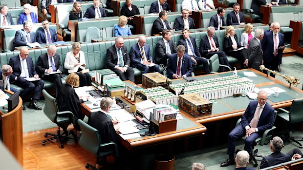 The House of Representatives during a division.