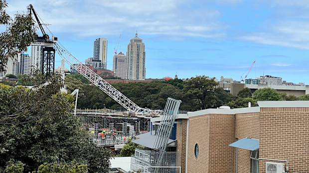 Crane collapse at new Sydney Fish Market building site.