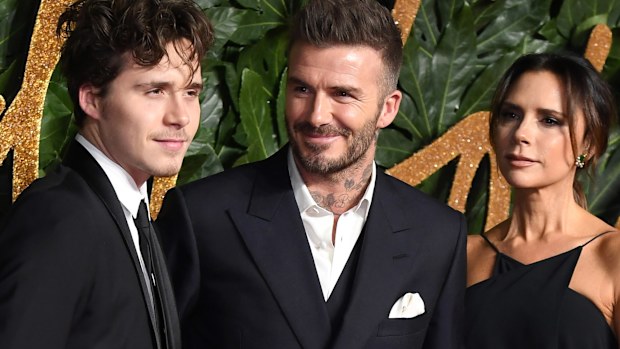 Brooklyn Beckham, David Beckham and Victoria Beckham 