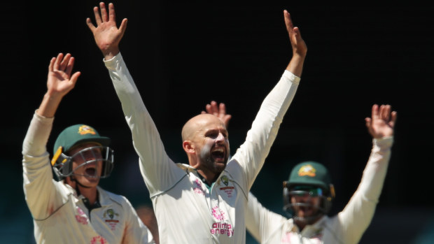 Nathan Lyon of Australia appeals during day five.