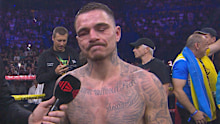 George Kambosos Jr. speaks after his loss to Vasili Lomachenko. 