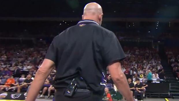 Sydney Kings coach Brian Goorjian ejected in the third quarter. 