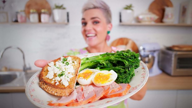 Jane de Graaff's garlic butter broccolini with ham and eggs