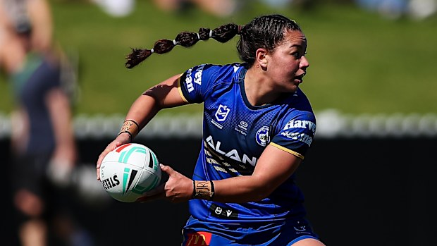 Kennedy Cherrington in action for the Eels against the Knights at Granville in round five.