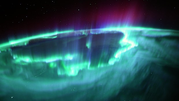 	Astronaut Thomas Pesquet snapped this image of the aurora borealis event from space on November 4. "We were treated to the strongest auroras of the entire mission, over north America and Canada," Pesquet tweeted. "Amazing spikes higher than our orbit, and we flew right above the centre of the ring, rapid waves and pulses all over."