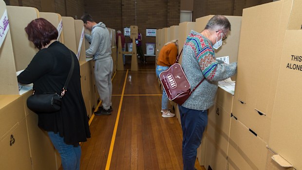 People voting in a federal election.