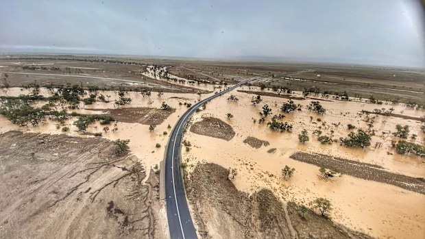 Ms Sloan said it was "unreal" to watch so much water pour into the parched outback.