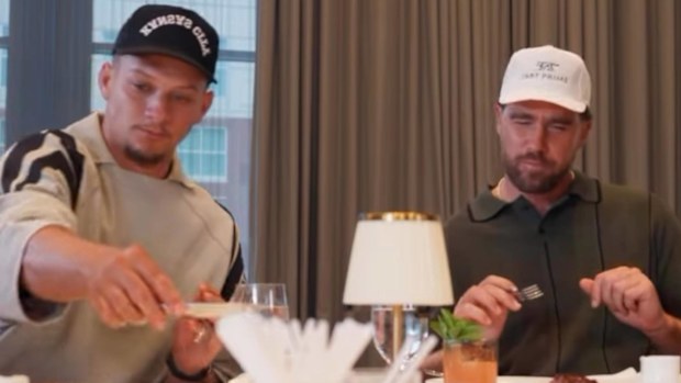 Patrick Mahomes and Travis Kelce at their steakhouse. 