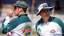 Mark Taylor (left) and Bob Simpson in India in 1996.