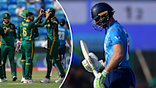 South Africa players celebrate during the win against England.