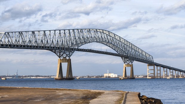 A portion of the Francis Scott Key Bridge in Baltimore in the US state of Maryland collapsed after a large boat collided with it early on Tuesday morning.