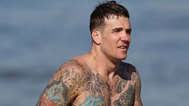 Dane Swan during a Collingwood Magpies training session at St Kilda Sea Baths.