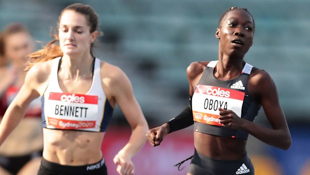 Bendere Oboya wins ahead of Rebecca Bennett.