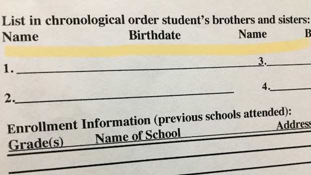 'How a school enrolment form reminded me of the blank spaces in our family'