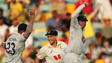 Steve Smith celebrates his incredible catch.