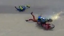 Aussie rider Jack Miller takes out Joan Mir in a crash.