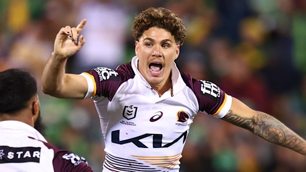 La estrella de Bronkos, Payn Hasse Walsh, durante la final de calificación de NRL entre Canberra Riders y Brisbane Bronos en Geo Stadium el 14 de septiembre de 2025 en Canberra, Australia. (Foto Mark Nolan/Getty Images)