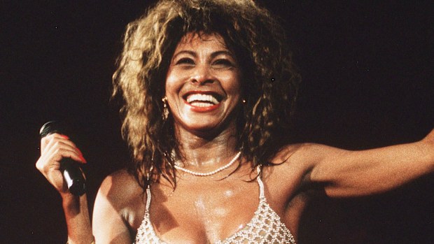Tina Turner performs live on stage at Wembley Stadium.