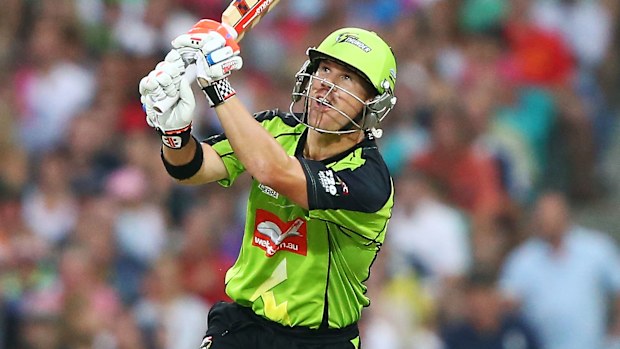 David Warner of the Sydney Thunder during the Big Bash League match between the Sydney Sixers and Sydney Thunder at SCG on December 21, 2013 in Sydney, Australia.
