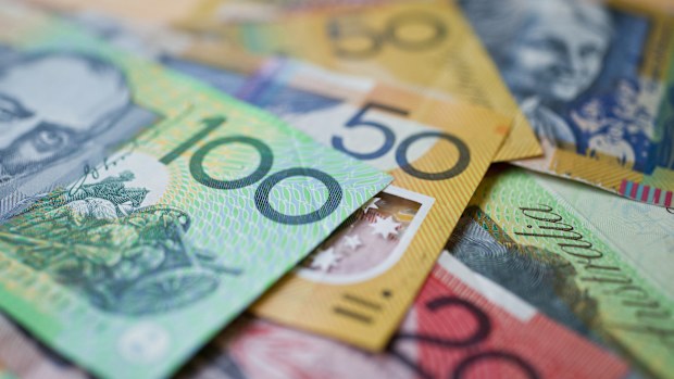 Stock image of Australian money - $100, $50 and $20 notes 