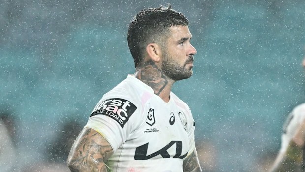 A dejected Adam Reynolds at full time after the Broncos loss to the Rabbitohs.