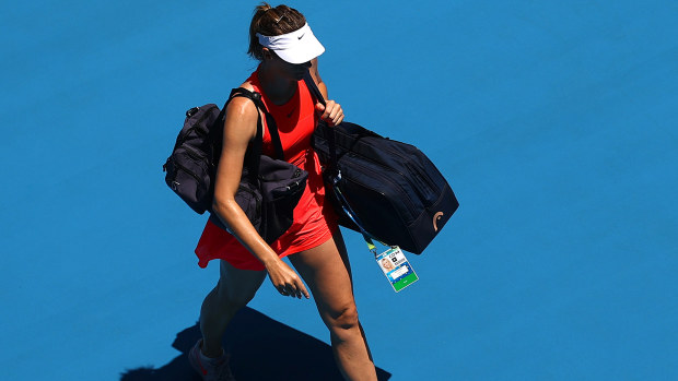 Maria Sharapova walks off the court at the Australian Open, perhaps for the last time.
