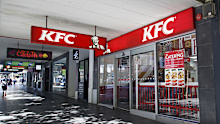 Melbourne, Australia: April 02, 2018: Kentucky Fried Chicken restaurant in a main street in Melbourne CBD. KFC is an American fast food chain specialising in fried chicken and take out.