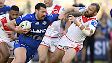 Reagan Campbell-Gillard in action for the Eels against the Dragons in round 26.