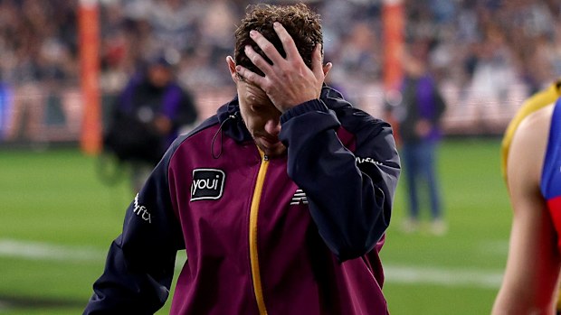 A dejected Lachie Neale.