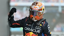 Max Verstappen of the Netherlands and Oracle Red Bull Racing celebrates his win in parc feme during the F1 Grand Prix of Spain at Circuit de Barcelona-Catalunya on June 23, 2024 in Barcelona, Spain.(Photo by Vince Mignott/MB Media/Getty Images)