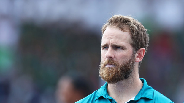 Kane Williamson of New Zealand looks on during the ICC Men's T20 Cricket World Cup match between New Zealand and Papua New Guinea.