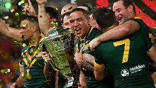 during the 2017 Rugby League World Cup Final between the Australian Kangaroos and England at Suncorp Stadium on December 2, 2017 in Brisbane, Australia.