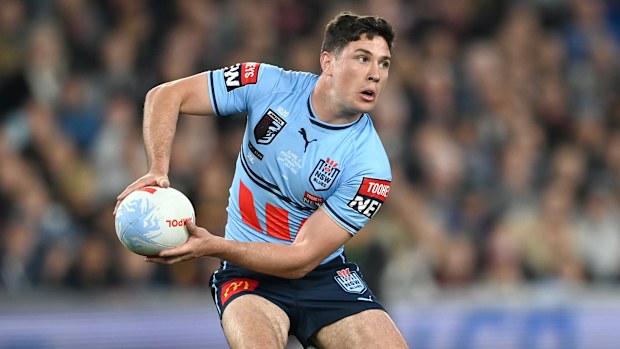Mitchell Moses in action for the NSW Blues in State of Origin II at Suncorp Stadium in 2023.