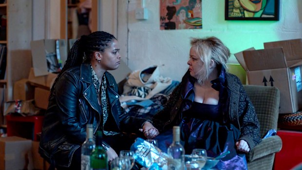 Maggie (Nicola Coughlan) and Eddie (Lydia West) in Big Mood on Stan