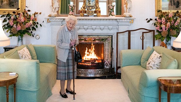 Queen Elizabeth II waits in the Drawing Room before receiving Liz Truss for an audience at Balmoral, where Truss was be invited to become Prime Minister and form a new government, in Aberdeenshire, Scotland, Tuesday, September 6, 2022