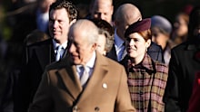 Jack Brooksbank and Princess Eugenie attending the Christmas Day morning church service at St Mary Magdalene Church in Sandringham, Norfolk. Thursday December 25, 2025. 