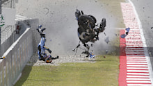Alex Marquez of Spain crashes.