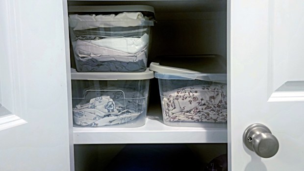 Closet with sheets