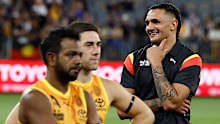 PERTH, AUSTRALIA - FEBRUARY 15: Jamarra Ugle-Hagan is seen during the 2025 Toyota AFL Indigenous All Stars match between the Indigenous All Stars and the Fremantle Dockers at Optus Stadium on February 15, 2025 in Perth, Australia. (Photo by Michael Willson/AFL Photos via Getty Images)
